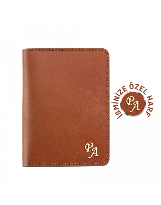 İsme Özel Pasaport Kılıfı - %100 Tiesto Deri - AK02001 - Tobacco