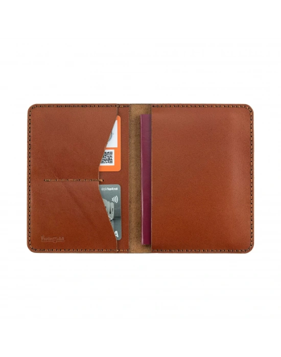 İsme Özel Pasaport Kılıfı - %100 Tiesto Deri - AK02001 - Tobacco