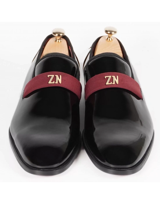 İsme Özel Smokin Salon Erkek Ayakkabısı - %100 Hakiki Deri - Altın Harf - AA01005 - Bordo