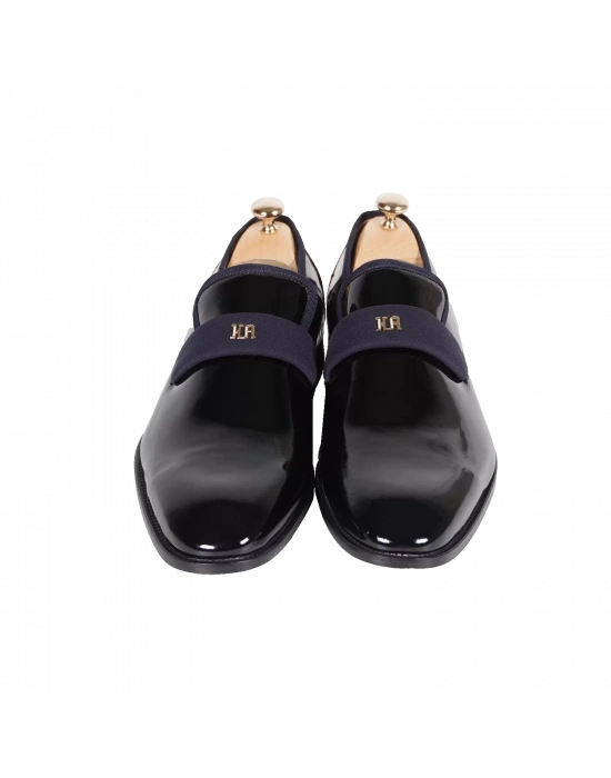 İsme Özel Smokin Salon Erkek Ayakkabısı - %100 Hakiki Deri - Altın Harf - AA01005 - Lacivert