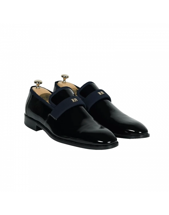 İsme Özel Smokin Salon Erkek Ayakkabısı - %100 Hakiki Deri - Altın Harf - AA01005 - Lacivert