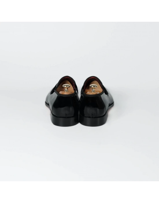 İsme Özel Smokin Salon Erkek Ayakkabısı - %100 Hakiki Deri - Altın Harf - AA01005 - Siyah