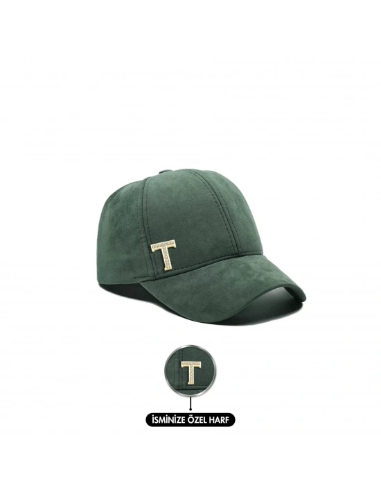 İsme Özel Süet Kep Şapka - AB01013 - Haki