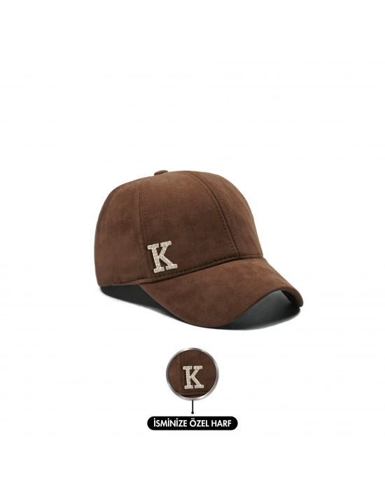 İsme Özel Süet Kep Şapka - AB01013 - Kahverengi