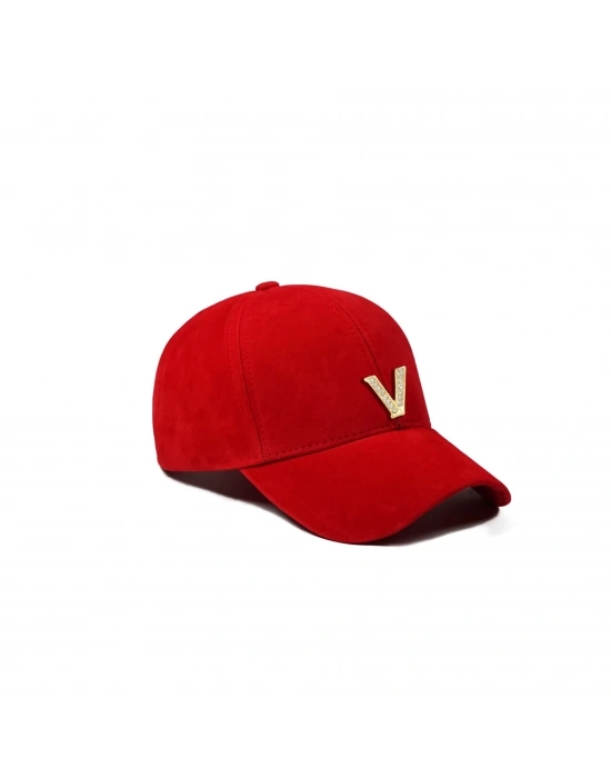 İsme Özel Süet Kep Şapka - AB01013 - Kırmızı