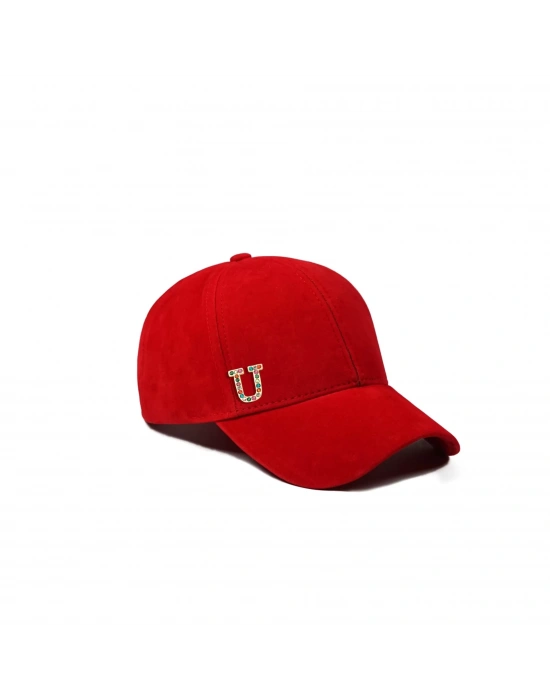 İsme Özel Süet Kep Şapka - AB01013 - Kırmızı