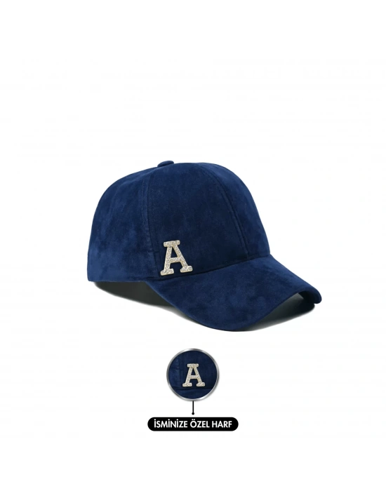 İsme Özel Süet Kep Şapka - AB01013 - Lacivert