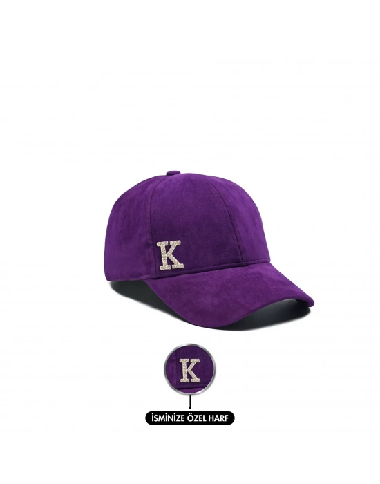 İsme Özel Süet Kep Şapka - AB01013 - Mor