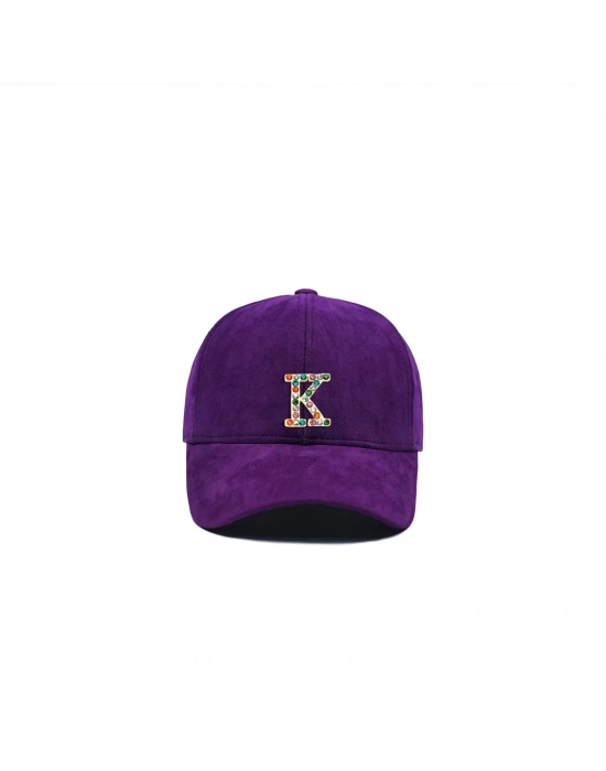 İsme Özel Süet Kep Şapka - AB01013 - Mor