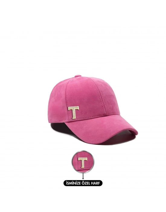 İsme Özel Süet Kep Şapka - AB01013 - Pembe