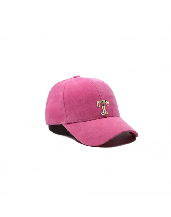 İsme Özel Süet Kep Şapka - AB01013 - Pembe