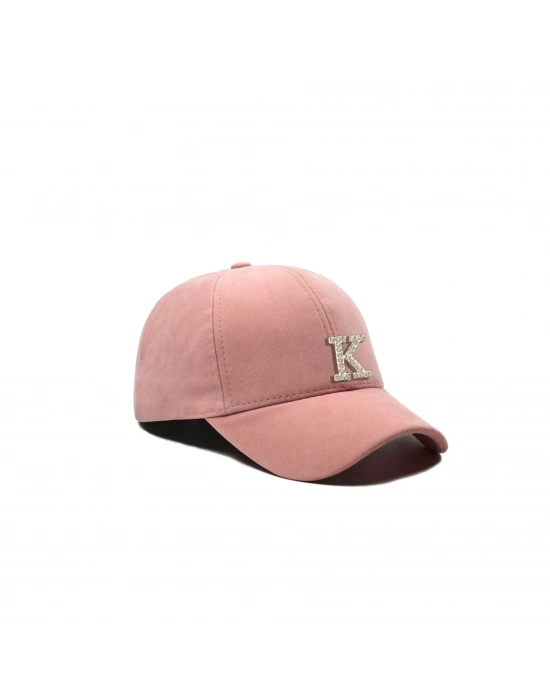 İsme Özel Süet Kep Şapka - AB01013 - Pudra