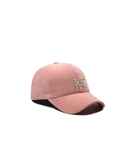 İsme Özel Süet Kep Şapka - AB01013 - Pudra