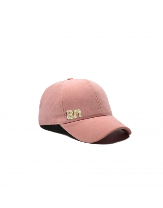 İsme Özel Süet Kep Şapka - AB01013 - Pudra