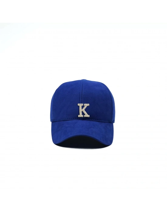 İsme Özel Süet Kep Şapka - AB01013 - Saks Mavisi