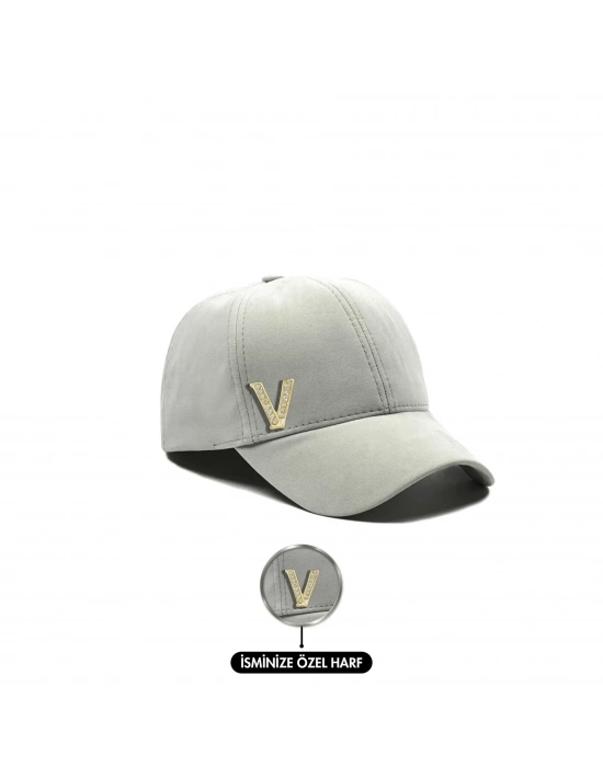 İsme Özel Süet Kep Şapka - AB01013 - Taş