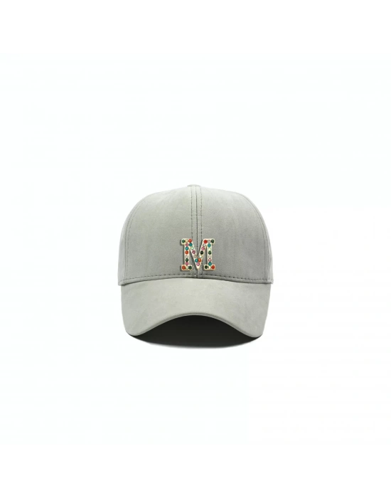 İsme Özel Süet Kep Şapka - AB01013 - Taş