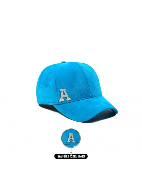 İsme Özel Süet Kep Şapka - AB01013 - Turkuaz