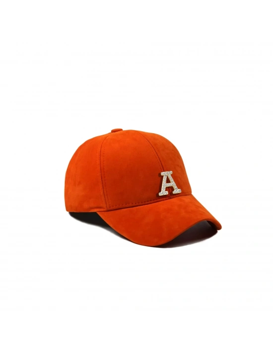İsme Özel Süet Kep Şapka - AB01013 - Turuncu
