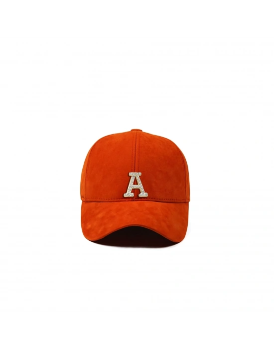 İsme Özel Süet Kep Şapka - AB01013 - Turuncu