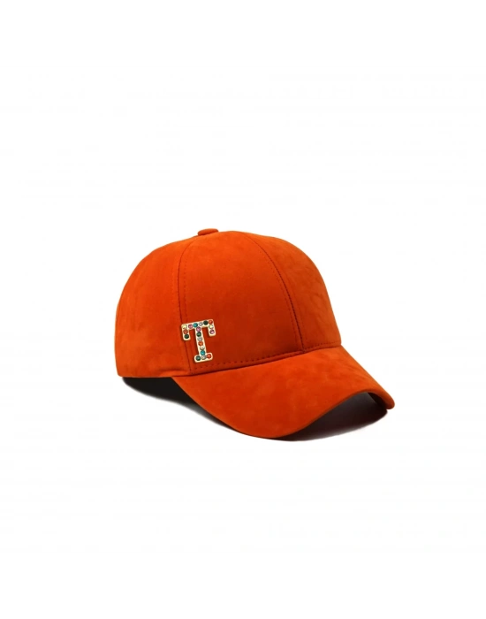 İsme Özel Süet Kep Şapka - AB01013 - Turuncu