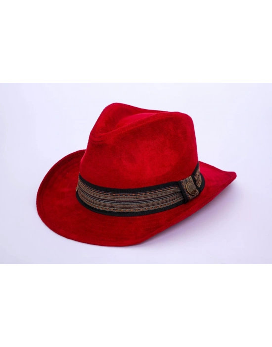 İsme Özel Süet Kovboy Fötr Şapka - AB01007 - Bordo