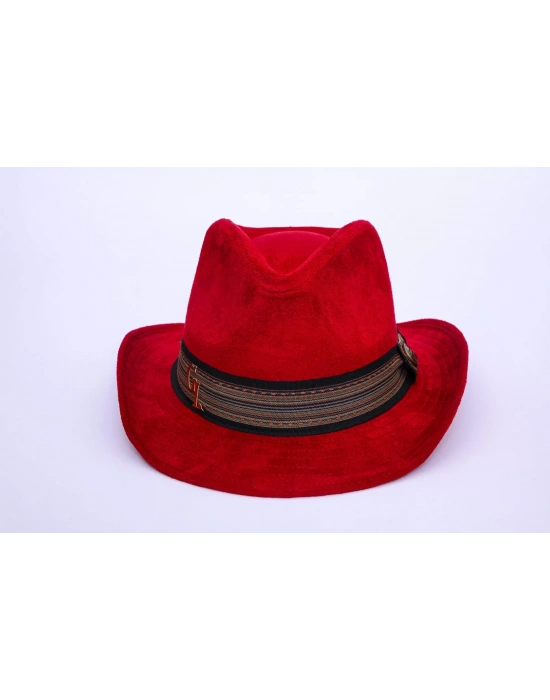 İsme Özel Süet Kovboy Fötr Şapka - AB01007 - Bordo