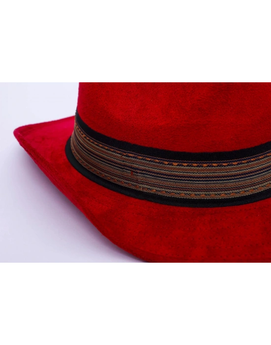 İsme Özel Süet Kovboy Fötr Şapka - AB01007 - Bordo