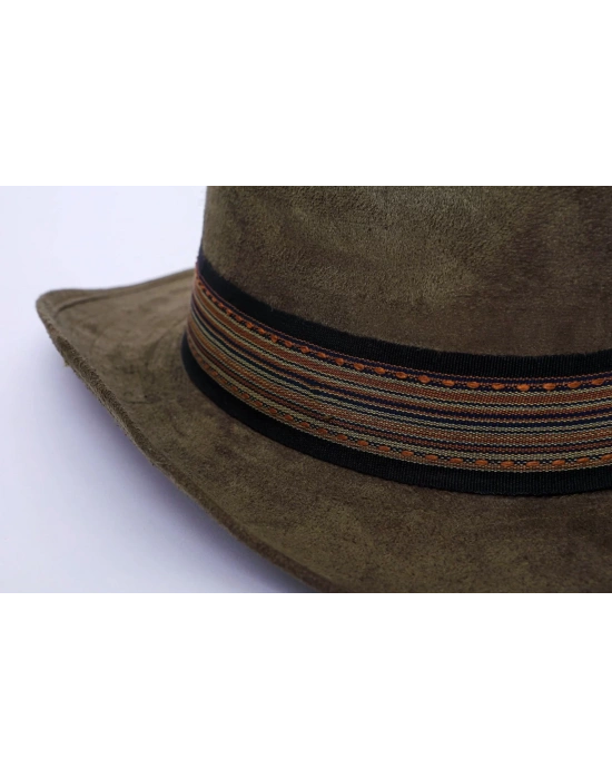 İsme Özel Süet Kovboy Fötr Şapka - AB01007 - Haki