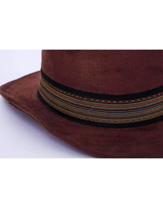 İsme Özel Süet Kovboy Fötr Şapka - AB01007 - Koyu Kahverengi