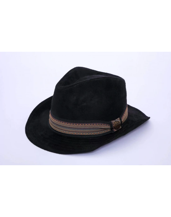İsme Özel Süet Kovboy Fötr Şapka - AB01007 - Siyah