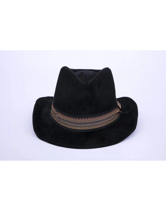 İsme Özel Süet Kovboy Fötr Şapka - AB01007 - Siyah