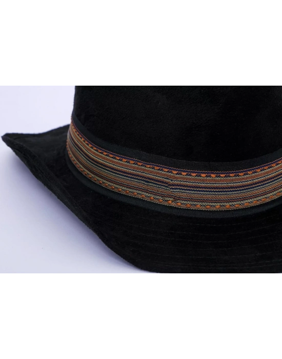 İsme Özel Süet Kovboy Fötr Şapka - AB01007 - Siyah