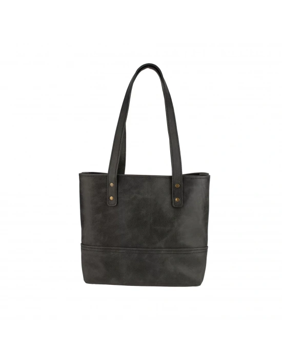 İsme Özel Tote Bag El Omuz Çantası - %100 Rainbow Deri - AC03003 - Antrasit