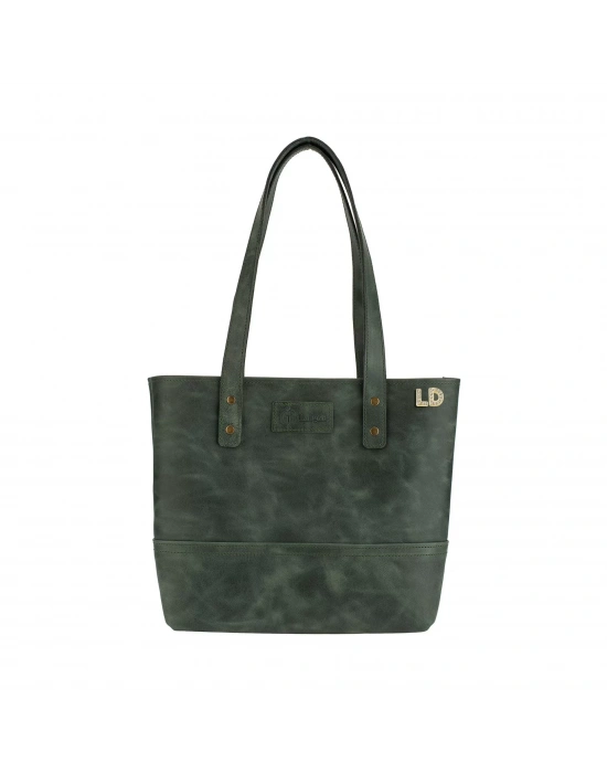 İsme Özel Tote Bag El Omuz Çantası - %100 Rainbow Deri - AC03003 - Haki