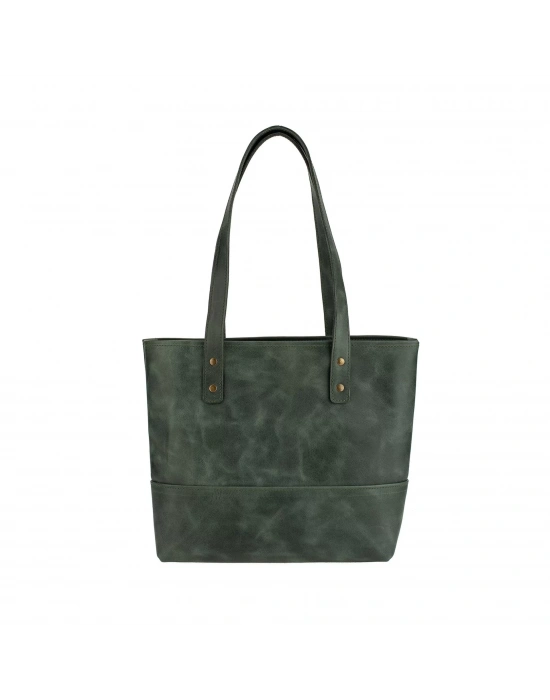 İsme Özel Tote Bag El Omuz Çantası - %100 Rainbow Deri - AC03003 - Haki