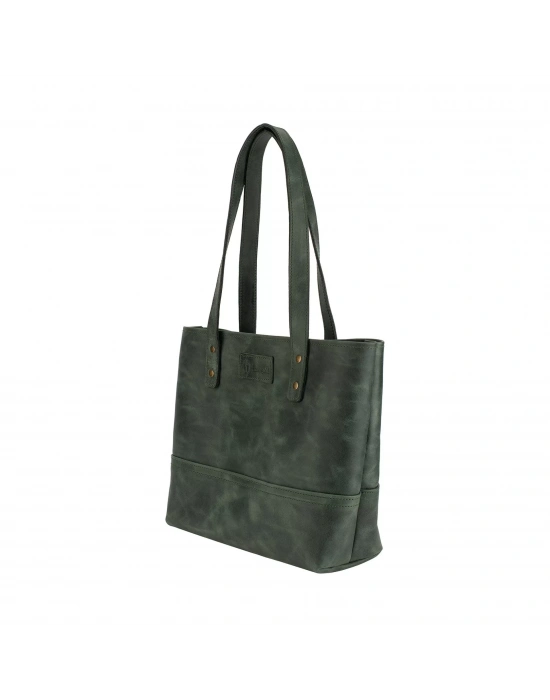 İsme Özel Tote Bag El Omuz Çantası - %100 Rainbow Deri - AC03003 - Haki