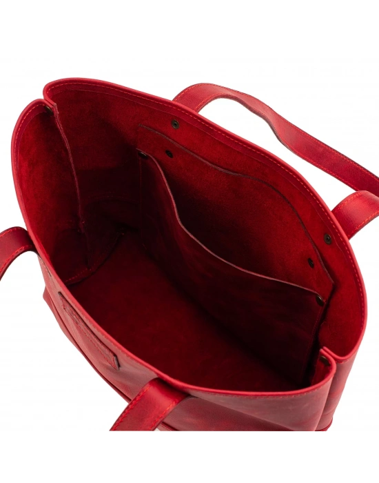 İsme Özel Tote Bag El Omuz Çantası - %100 Rainbow Deri - AC03003 - Kırmızı