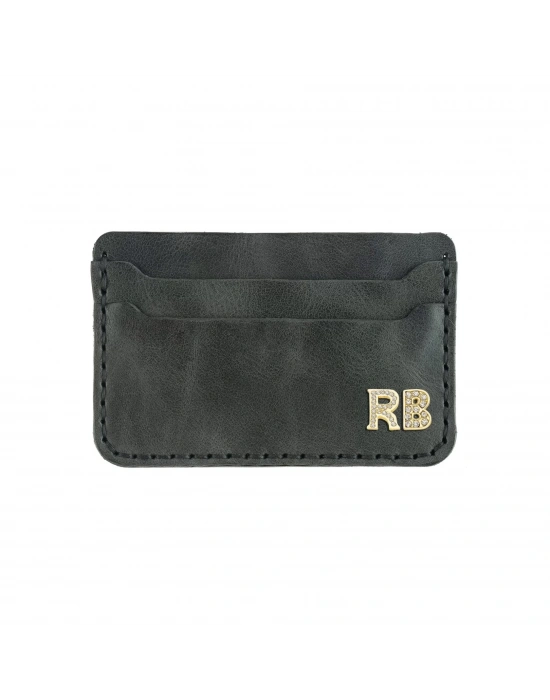 İsme Özel Yatay Kartlık - %100 Rainbow Deri - A011001 - Antrasit