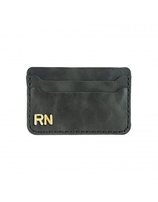 İsme Özel Yatay Kartlık - %100 Rainbow Deri - A011001 - Antrasit