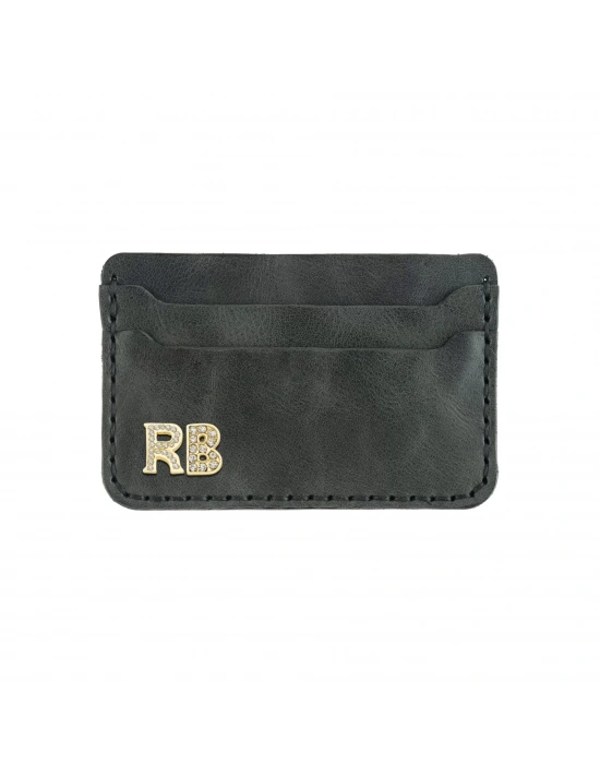 İsme Özel Yatay Kartlık - %100 Rainbow Deri - A011001 - Antrasit