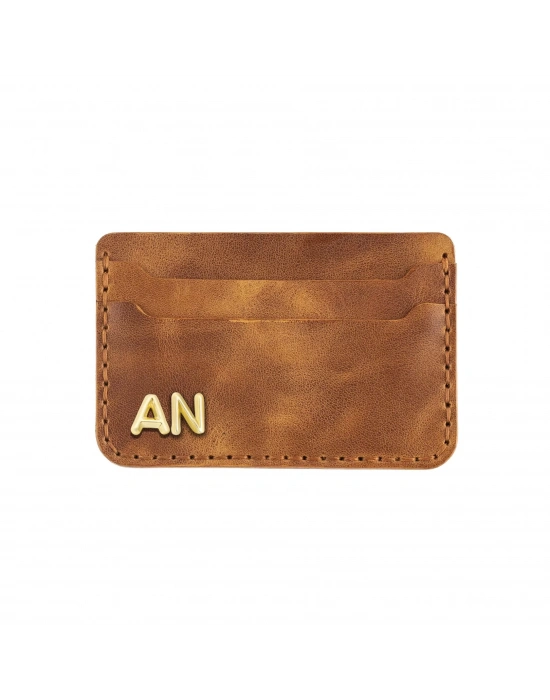 İsme Özel Yatay Kartlık - %100 Rainbow Deri - A011001 - Camel