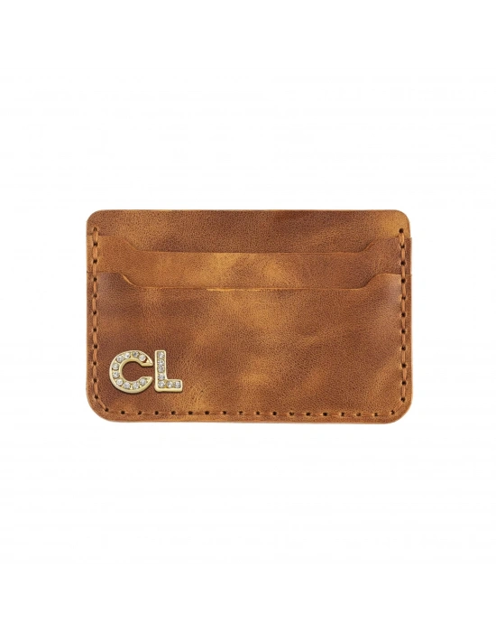 İsme Özel Yatay Kartlık - %100 Rainbow Deri - A011001 - Camel