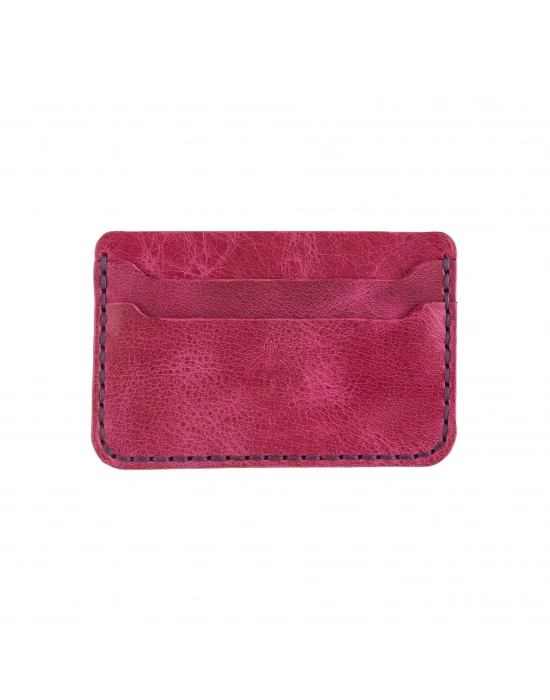 İsme Özel Yatay Kartlık - %100 Rainbow Deri - A011001 - Fuşya