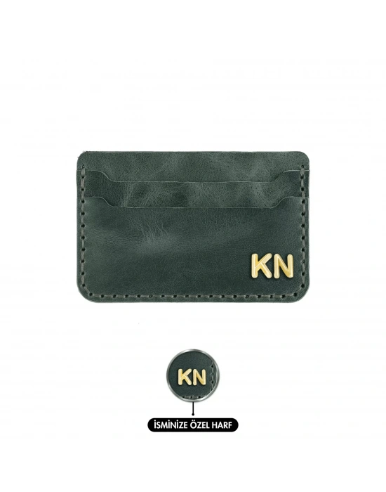 İsme Özel Yatay Kartlık - %100 Rainbow Deri - A011001 - Haki