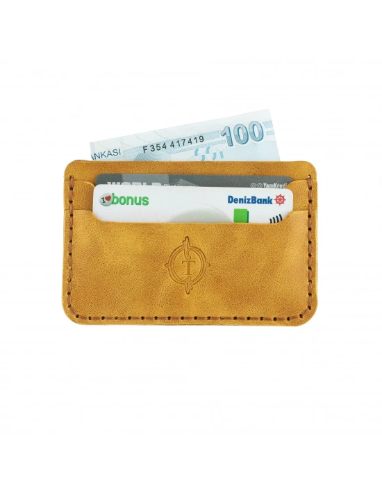 İsme Özel Yatay Kartlık - %100 Rainbow Deri - A011001 - Hardal Sarısı