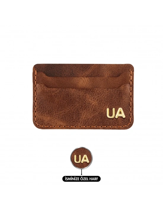 İsme Özel Yatay Kartlık - %100 Rainbow Deri - A011001 - Kahverengi