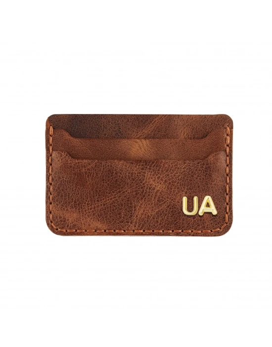 İsme Özel Yatay Kartlık - %100 Rainbow Deri - A011001 - Kahverengi