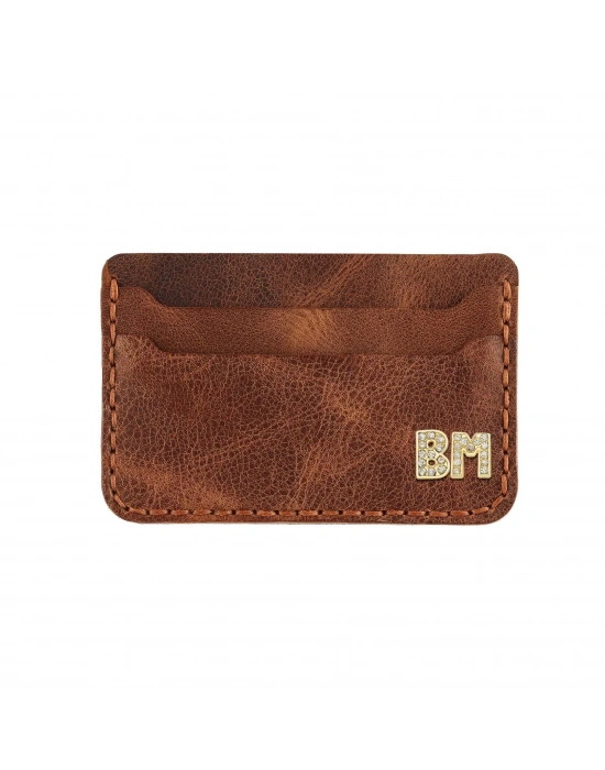 İsme Özel Yatay Kartlık - %100 Rainbow Deri - A011001 - Kahverengi