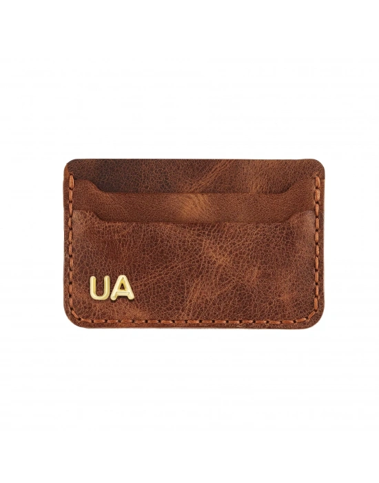 İsme Özel Yatay Kartlık - %100 Rainbow Deri - A011001 - Kahverengi